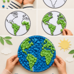 Activité manuelle enfants : globe terrestre en papier froissé