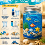Une aquarium miniature en bocal avec des plantes aquatiques et des poissons colorés.