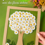 Arbre printanier décoré de fleurs séchées, un projet DIY charmant.