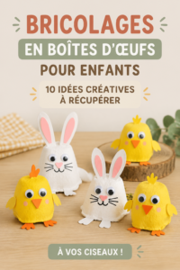 Bricolage avec des cartons d'œufs colorés réalisés par des enfants