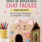 Un enfant réalisant un bricolage sur un thème félin, mettant en avant sa créativité.
