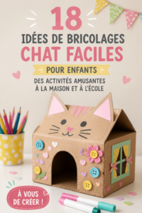 Un enfant réalisant un bricolage sur un thème félin, mettant en avant sa créativité.