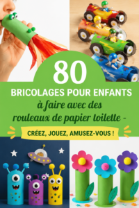 Rouleaux de papier toilette transformés en animaux colorés, illustrant des bricolages pour enfants.