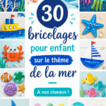 Bricolages colorés inspirés de la mer réalisés par des enfants.