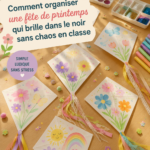 Fête printanière avec décorations lumineuses en extérieur.