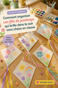 Fête printanière avec décorations lumineuses en extérieur.