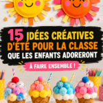 Un groupe d'enfants en train de créer des œuvres d'art en plein air pendant un atelier d'été.