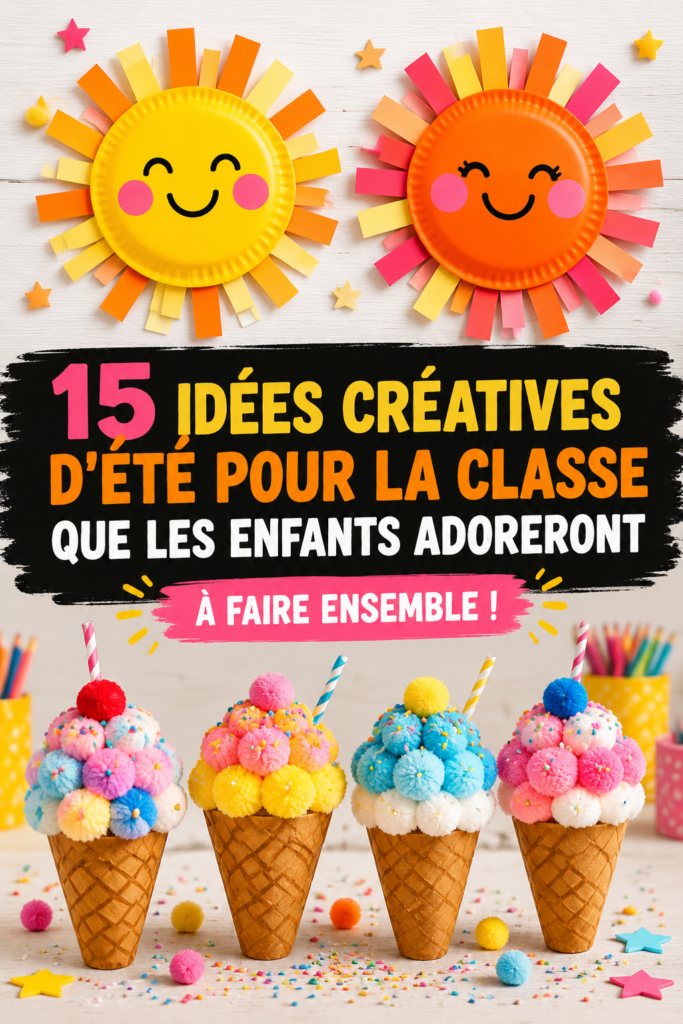 Un groupe d'enfants en train de créer des œuvres d'art en plein air pendant un atelier d'été.