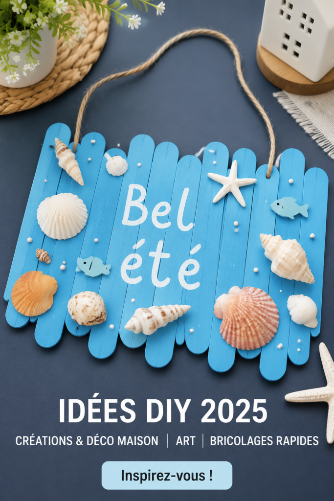 Un projet DIY de décoration estivale réalisé avec des matériaux recyclés, mettant en avant la créativité.