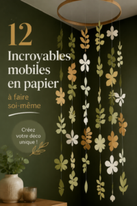 Mobile en papier coloré suspendu dans une pièce