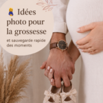 Femme enceinte souriante entourée de décorations florales