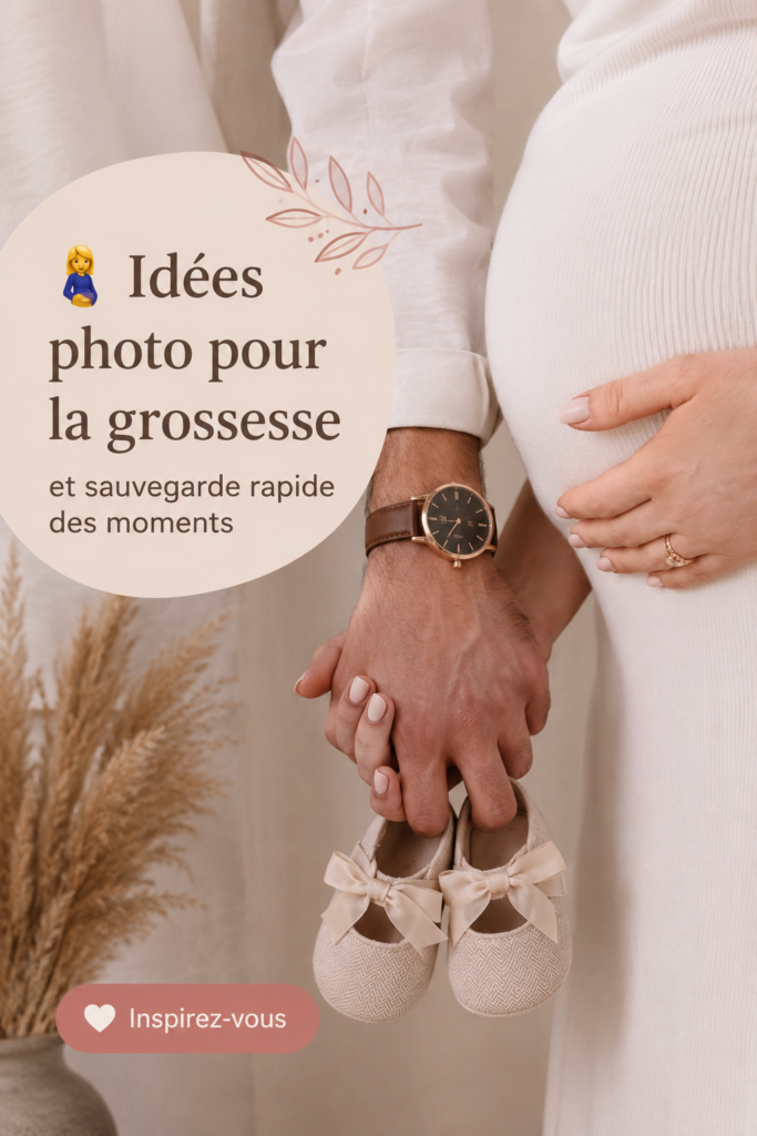 Femme enceinte souriante entourée de décorations florales