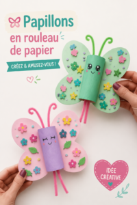 Un ensemble de papillons colorés fabriqués à partir de rouleaux de papier