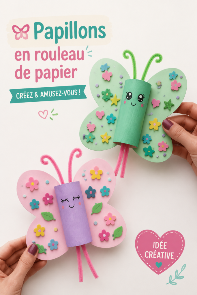 Un ensemble de papillons colorés fabriqués à partir de rouleaux de papier