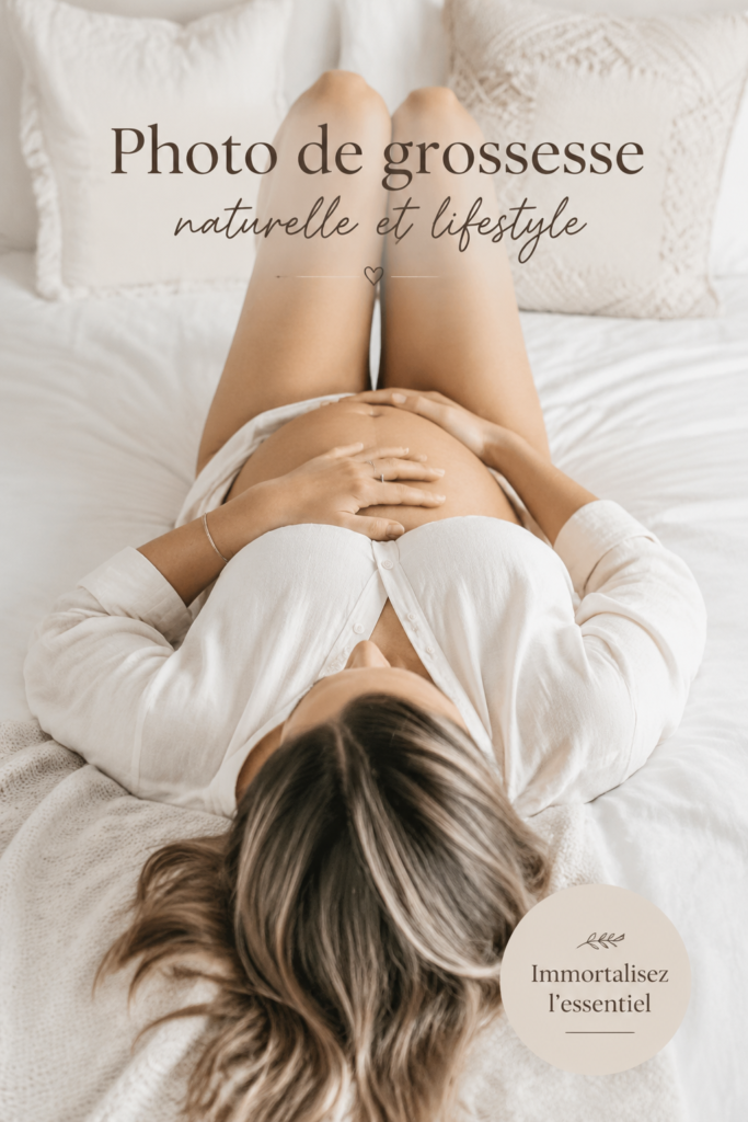 Photo de femme enceinte en pleine nature, capturant l'essence de la maternité