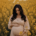 Femme enceinte posant dans un champ de fleurs colorées lors d'une séance photo de grossesse