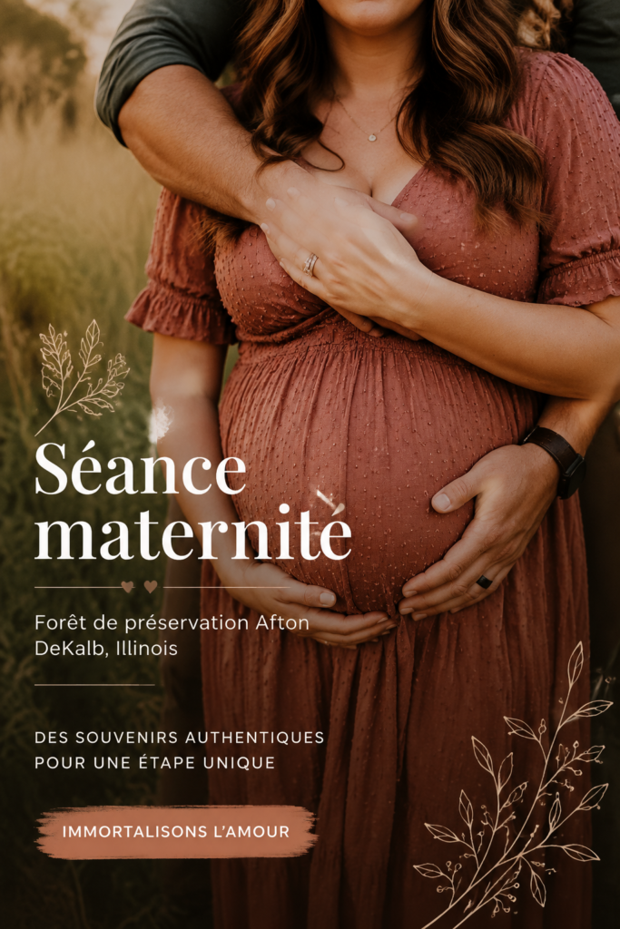 Séance photo de maternité à Afton Forest Preserve, mettant en avant la future maman dans un cadre naturel.