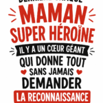 Affiche 'Mamans Super Héros' accrochée sur un mur moderne, décorée avec un cadre élégant.