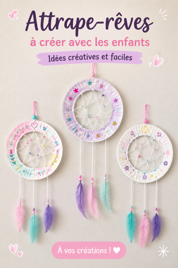 Un attrape-rêves coloré fabriqué par des enfants, représentant la créativité et l'évasion.
