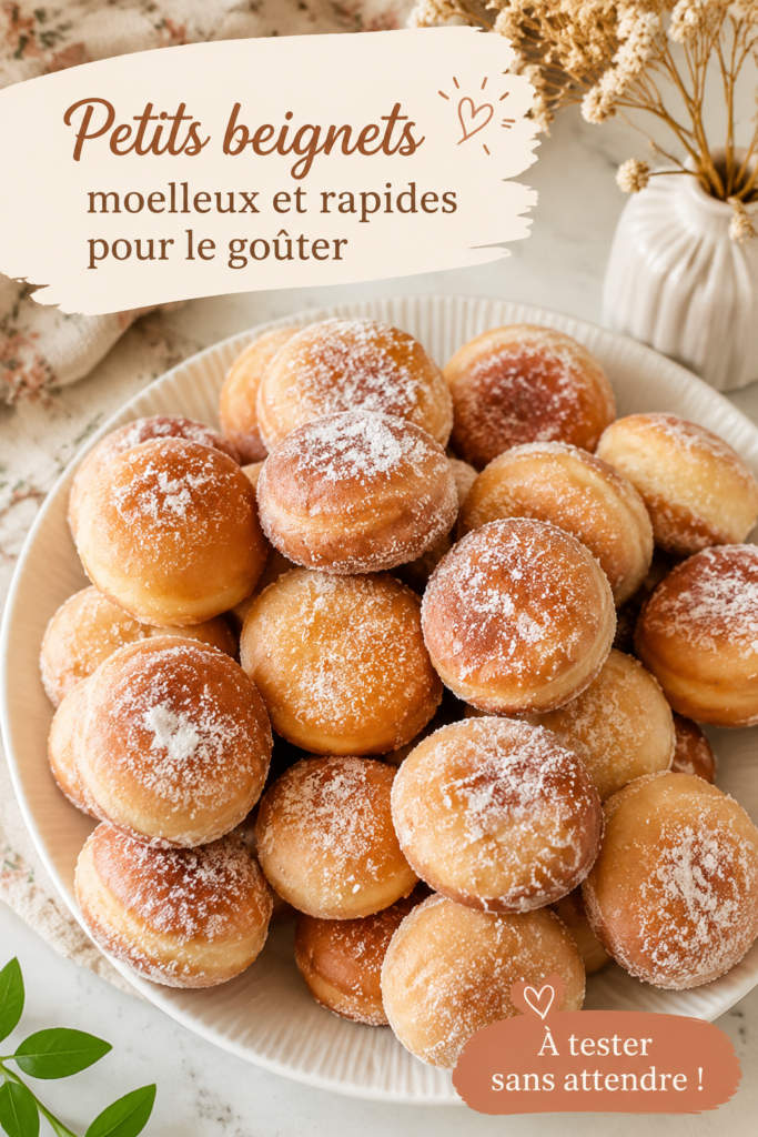Des petits beignets moelleux sur une assiette, prêts pour le goûter.