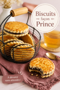 Biscuits maison façon Prince® sur une assiette en bois.