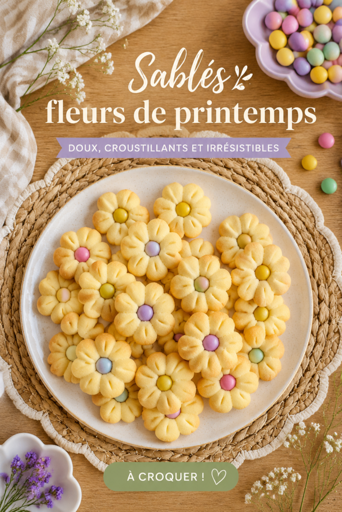 Biscuits fleuris colorés sortant du four, prêts à être décorés et dégustés.