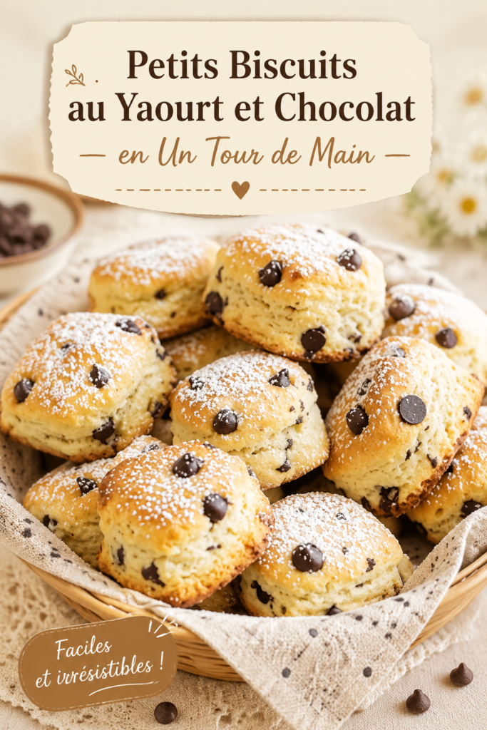 Des petits biscuits au yaourt et chocolat sur une assiette.