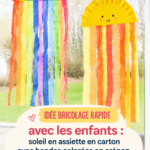 Décoration ensoleillée réalisée avec des assiettes en carton et du papier crépon coloré.