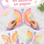 Papillon coloré réalisé en assiette en papier