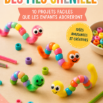 Enfants créant des animaux en chenilles colorées