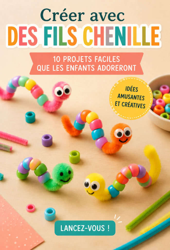 Enfants créant des animaux en chenilles colorées