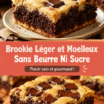 Brookie léger et moelleux sur une assiette, sans beurre ni sucre