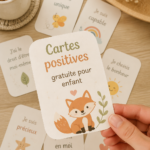 Exemple de cartes positives colorées pour enfants à imprimer.