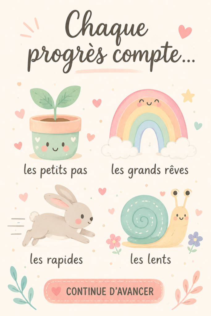 Image illustrant l'idée que chaque progrès compte dans le parcours personnel.