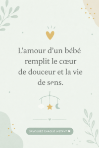 Un joli livre rempli de citations sur l'amour de bébé, posé sur une couverture douce.