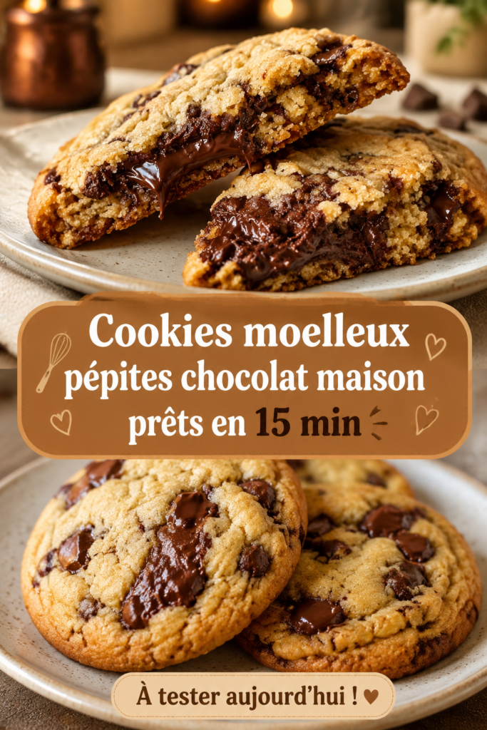 Un plateau de cookies moelleux tout juste sortis du four, prêts à être dégustés.