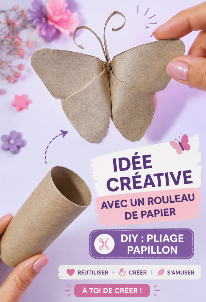 Un joli papillon en papier fabriqué à partir d'un rouleau de papier recyclé.