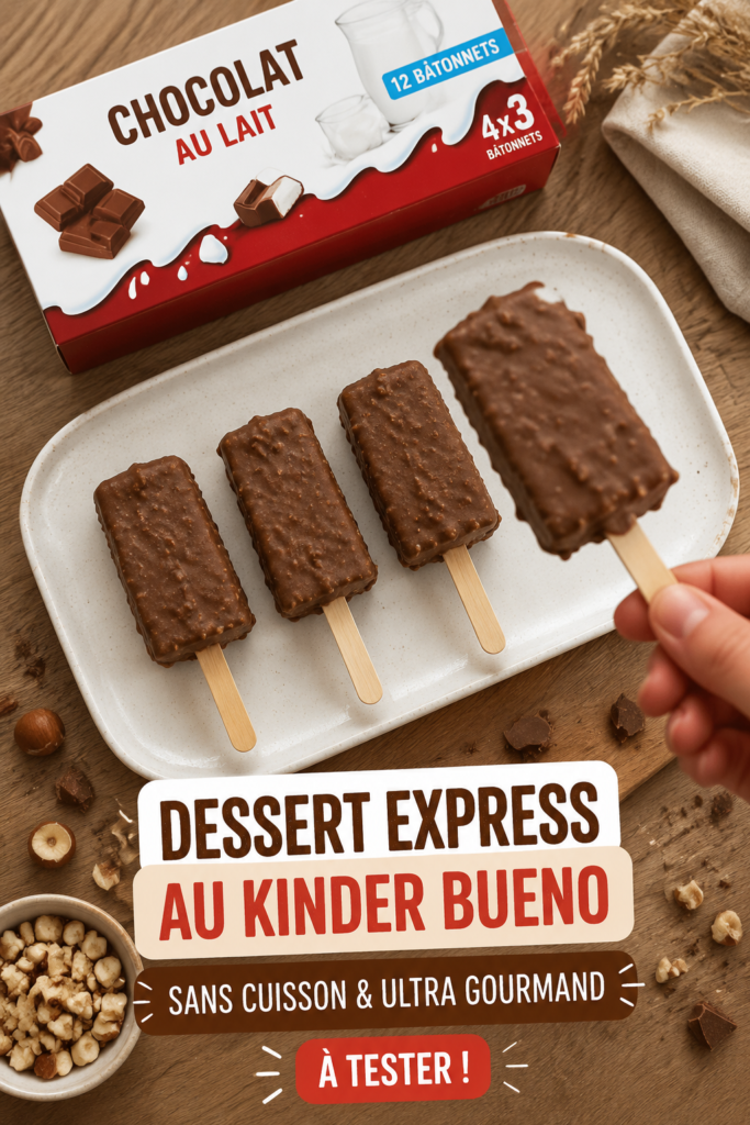 Dessert kinder bueno sans cuisson, présentant une texture crémeuse sur un plat élégant.