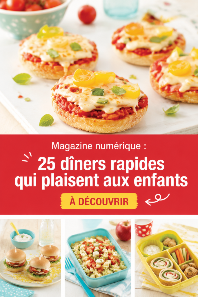 Un plat coloré et appétissant de dîners rapides pour enfants, prêt à servir.