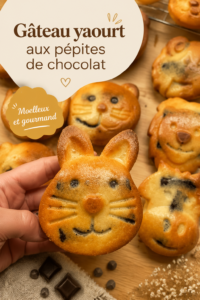 Un gâteau au yaourt aux pépites de chocolat, moelleux et parfumé, présenté sur une assiette