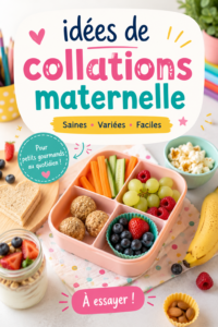 Assortiment coloré de collations saines pour enfants, comprenant des fruits et des légumes.
