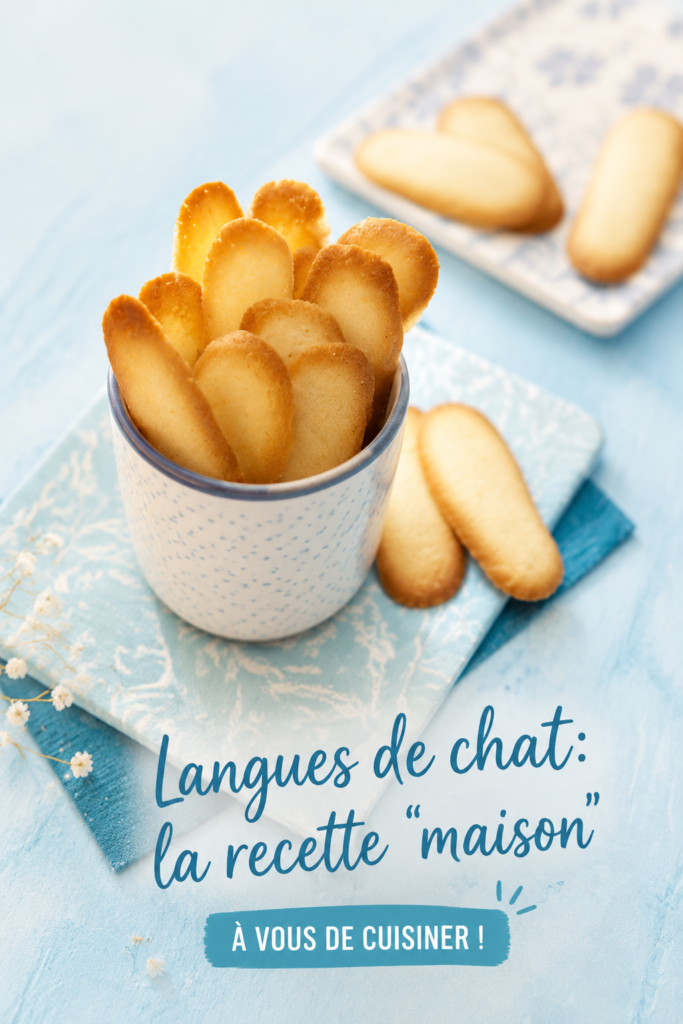 Langues de chat croustillantes et dorées sur une assiette blanche