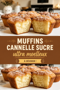 Muffins moelleux à la cannelle sur une table en bois
