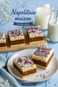 Napolitain maison, un dessert moelleux et savoureux, prêt à être dégusté.