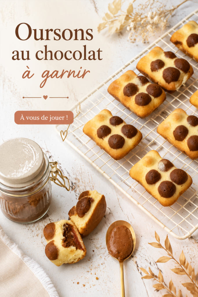 Oursons en chocolat garnis de confiseries colorées sur une table