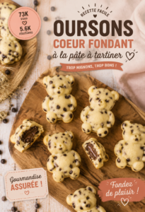 Oursons en chocolat au Nutella sur un plat décoratif