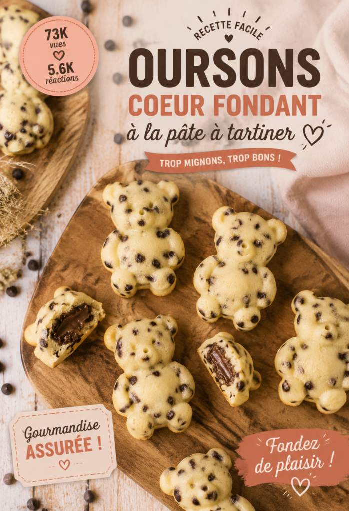 Oursons en chocolat au Nutella sur un plat décoratif