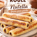 Pain perdu roulé au Nutella sur une assiette.