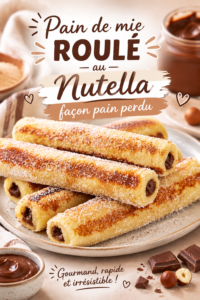 Pain perdu roulé au Nutella sur une assiette.