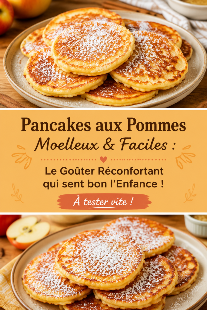 Pancakes moelleux aux pommes dorées sur une assiette